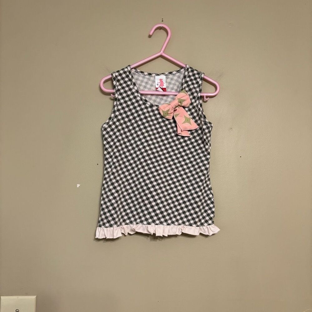Matilda Jane Girls Serendipity Veronica Tank Top Gingham Bow Shirt Size 6